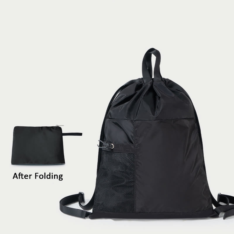 Faltbarer einfarbiger Kordelzug Rucksack Sport Reisen tragbarer Tagesrucksack