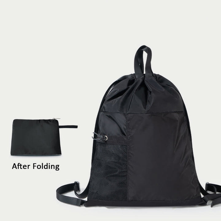 Faltbarer einfarbiger Kordelzug Rucksack Sport Reisen tragbarer Tagesrucksack
