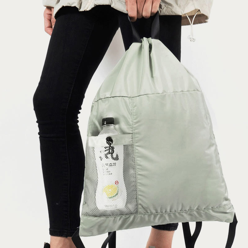 Faltbarer einfarbiger Kordelzug Rucksack Sport Reisen tragbarer Tagesrucksack
