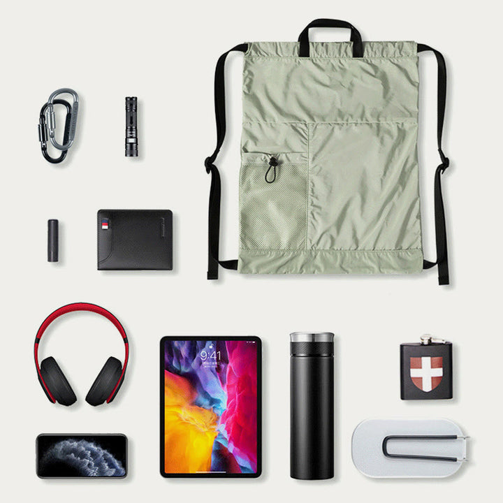 Faltbarer einfarbiger Kordelzug Rucksack Sport Reisen tragbarer Tagesrucksack