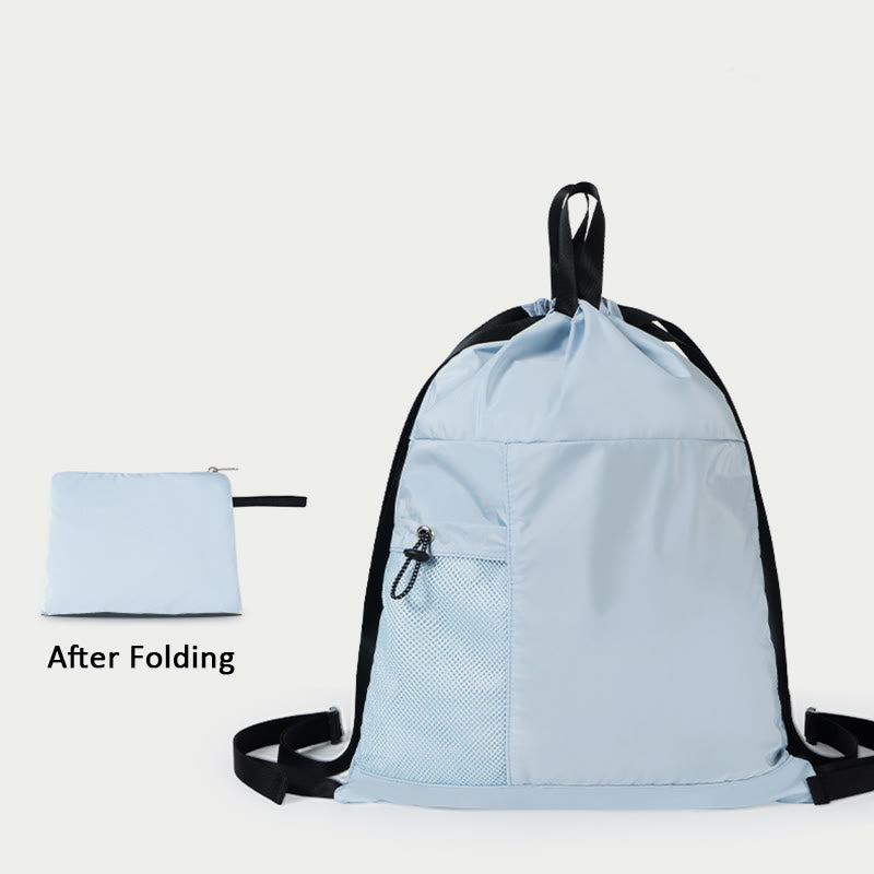 Faltbarer einfarbiger Kordelzug Rucksack Sport Reisen tragbarer Tagesrucksack