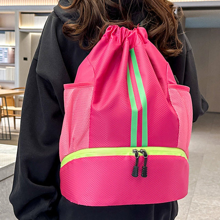 Gestreifter Rucksack mit Kordelzug, Sporttasche mit Schuhfach