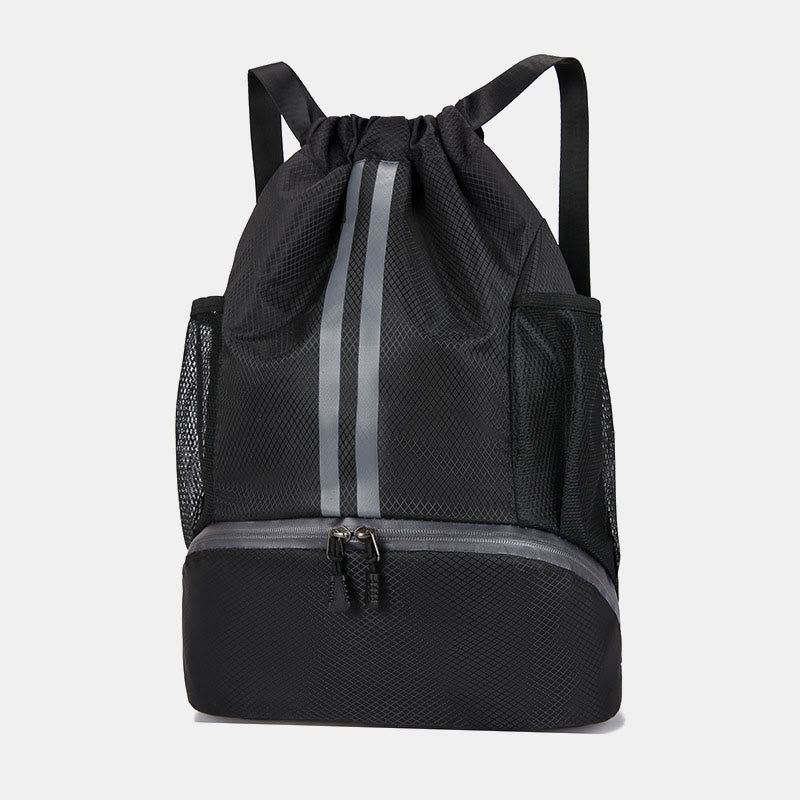 Gestreifter Rucksack mit Kordelzug, Sporttasche mit Schuhfach