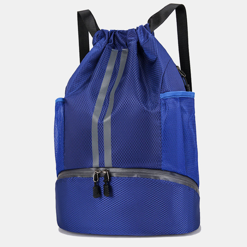 Gestreifter Rucksack mit Kordelzug, Sporttasche mit Schuhfach