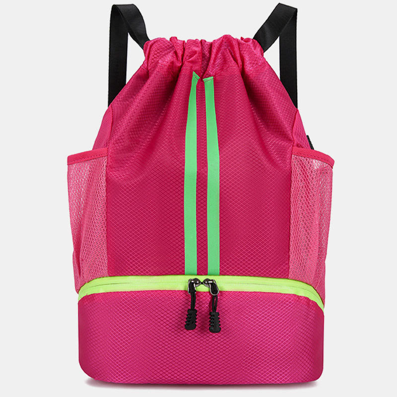 Gestreifter Rucksack mit Kordelzug, Sporttasche mit Schuhfach