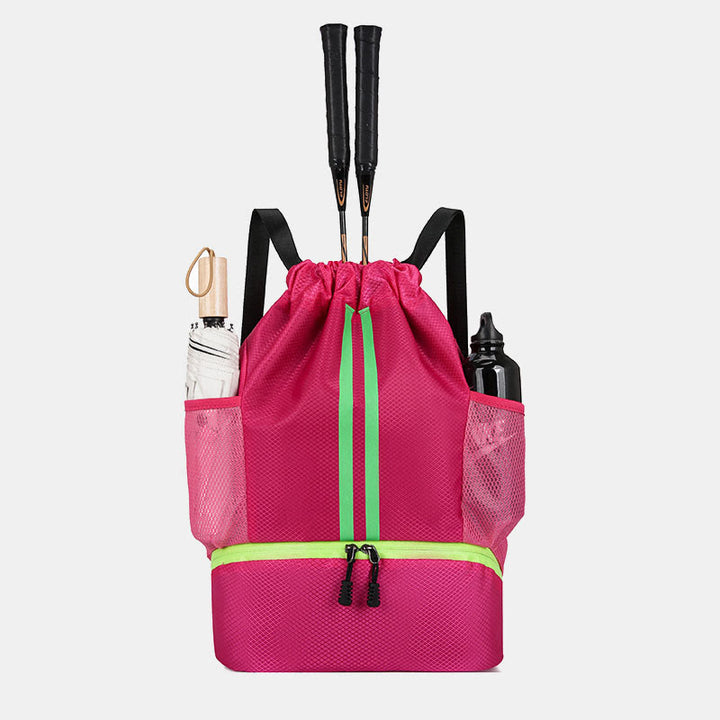 Gestreifter Rucksack mit Kordelzug, Sporttasche mit Schuhfach