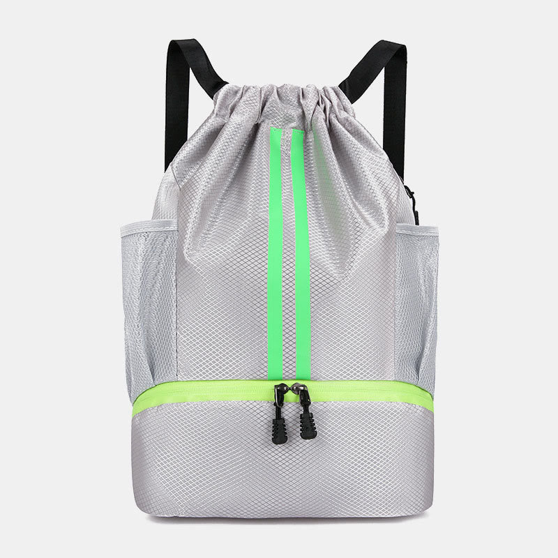 Gestreifter Rucksack mit Kordelzug, Sporttasche mit Schuhfach