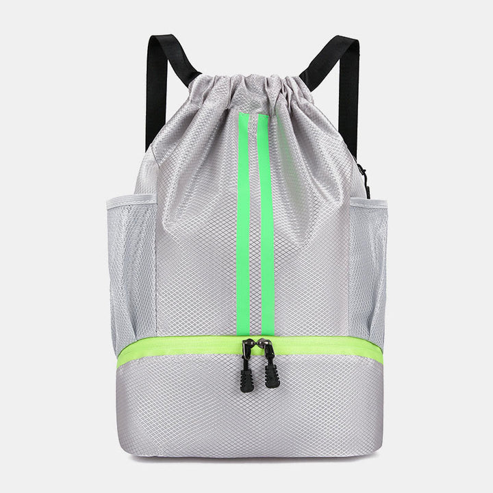 Gestreifter Rucksack mit Kordelzug, Sporttasche mit Schuhfach