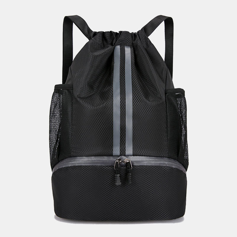 Gestreifter Rucksack mit Kordelzug, Sporttasche mit Schuhfach
