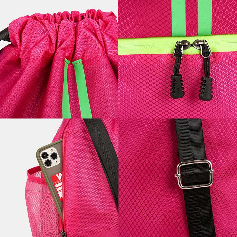 Gestreifter Rucksack mit Kordelzug, Sporttasche mit Schuhfach