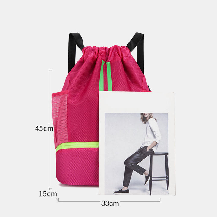 Gestreifter Rucksack mit Kordelzug, Sporttasche mit Schuhfach