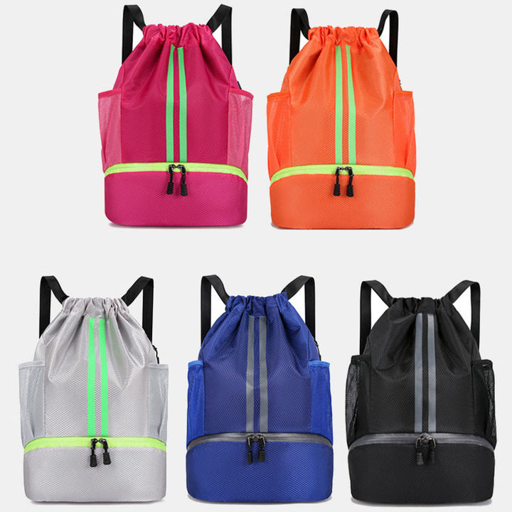 Gestreifter Rucksack mit Kordelzug, Sporttasche mit Schuhfach
