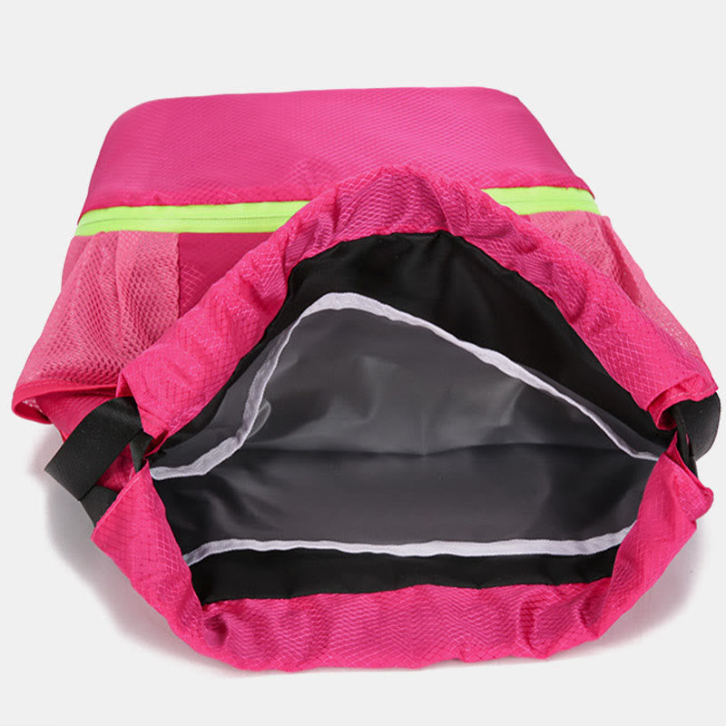 Gestreifter Rucksack mit Kordelzug, Sporttasche mit Schuhfach