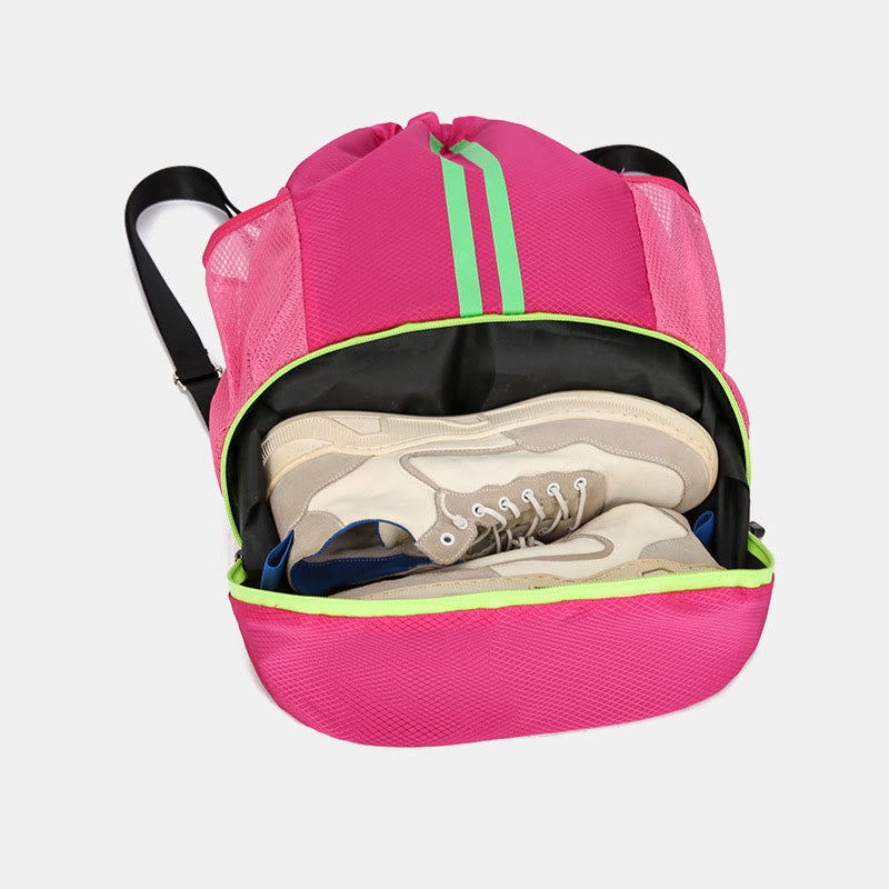 Gestreifter Rucksack mit Kordelzug, Sporttasche mit Schuhfach