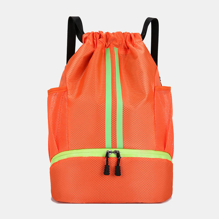 Gestreifter Rucksack mit Kordelzug, Sporttasche mit Schuhfach