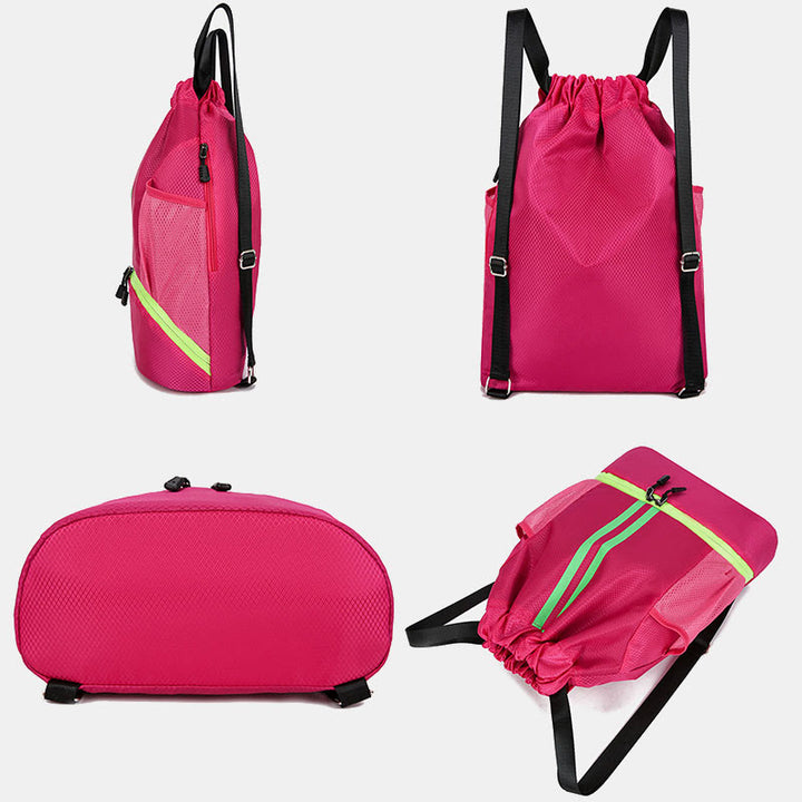 Gestreifter Rucksack mit Kordelzug, Sporttasche mit Schuhfach