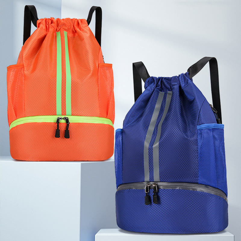 Gestreifter Rucksack mit Kordelzug, Sporttasche mit Schuhfach
