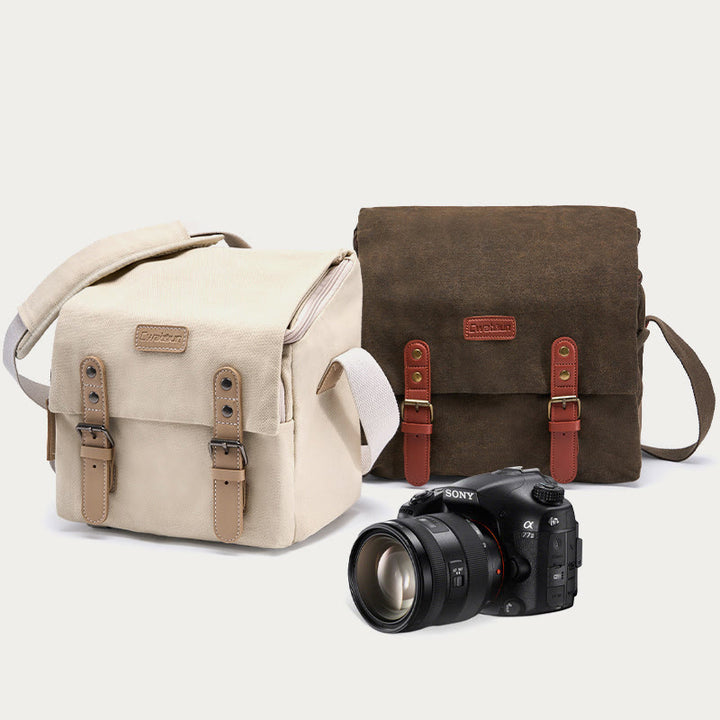 Vintage Compact Canvas Crossbody Kamera-Tasche mit abnehmbarem Einsatz