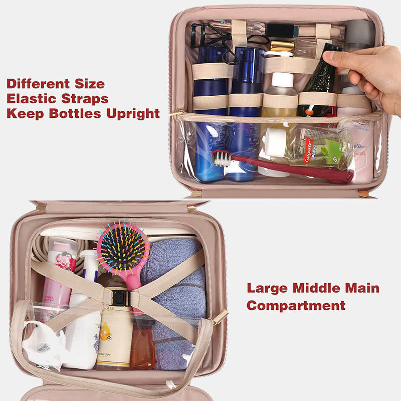 Tragbarer Kulturbeutel, Make-up-Kosmetik-Organizer mit Tasche für trockene und nasse Sachen
