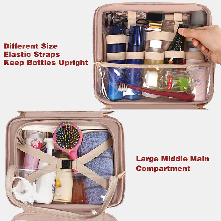 Tragbarer Kulturbeutel, Make-up-Kosmetik-Organizer mit Tasche für trockene und nasse Sachen