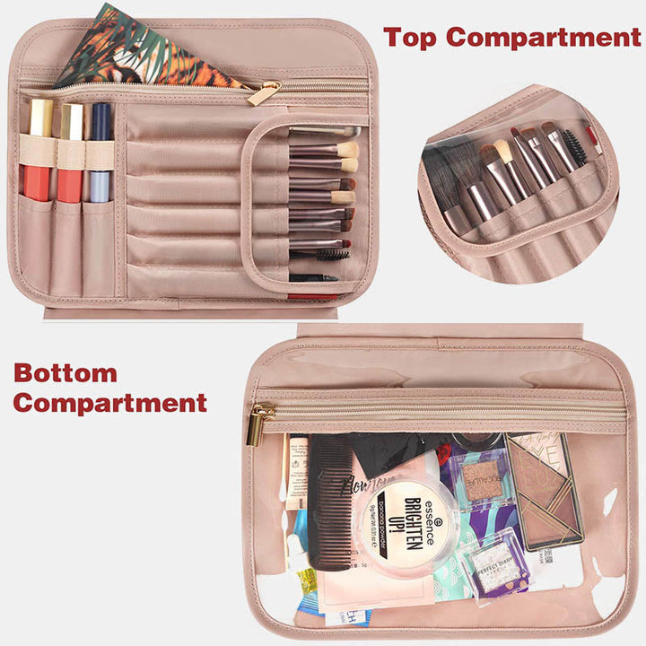Tragbarer Kulturbeutel, Make-up-Kosmetik-Organizer mit Tasche für trockene und nasse Sachen