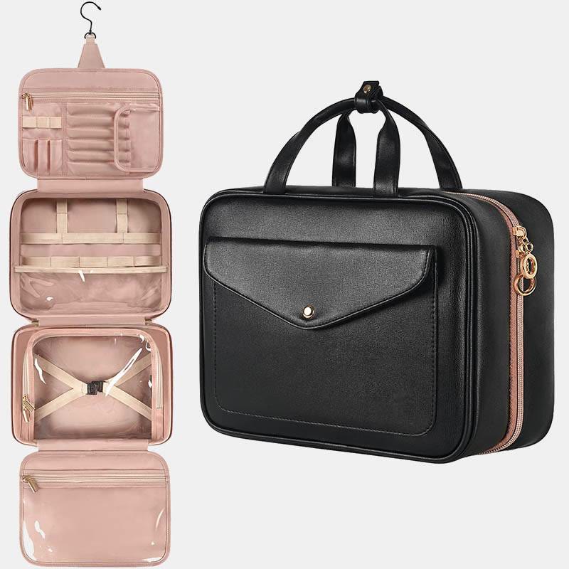 Tragbarer Kulturbeutel, Make-up-Kosmetik-Organizer mit Tasche für trockene und nasse Sachen