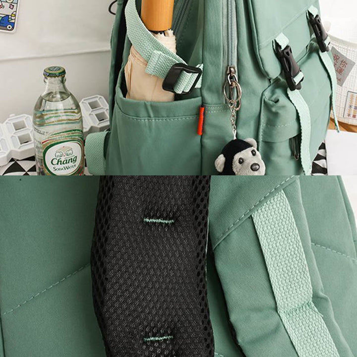 Leichter, wasserdichter, einfarbiger Nylon-Rucksack, Tagesrucksack, Büchertasche für die Reiseschule