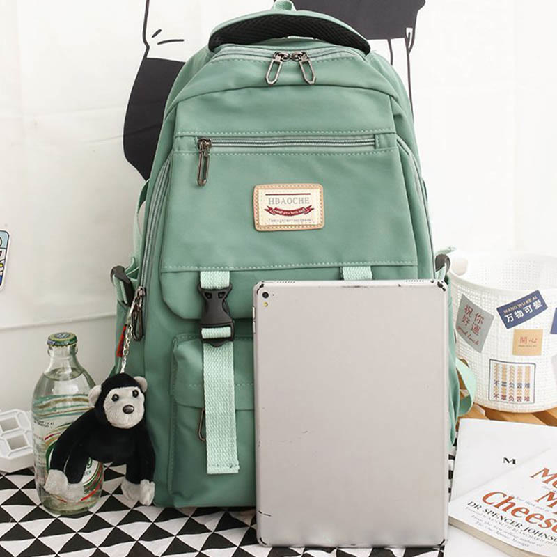 Leichter, wasserdichter, einfarbiger Nylon-Rucksack, Tagesrucksack, Büchertasche für die Reiseschule
