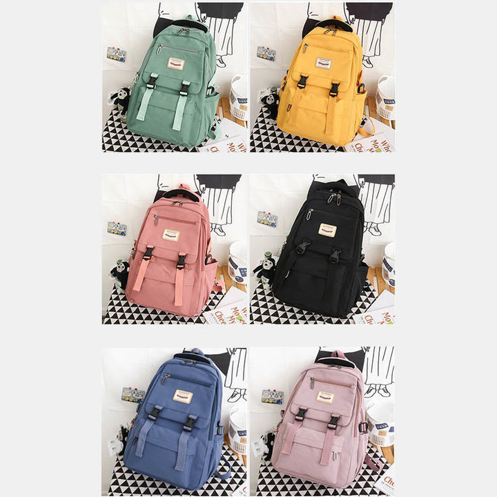 Leichter, wasserdichter, einfarbiger Nylon-Rucksack, Tagesrucksack, Büchertasche für die Reiseschule