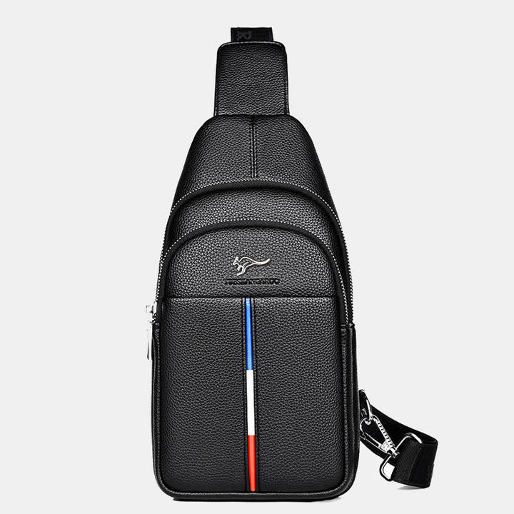 Sling Bag für Herren aus Leder, Ein-Schulter-Rucksack mit USB-Ladeanschluss