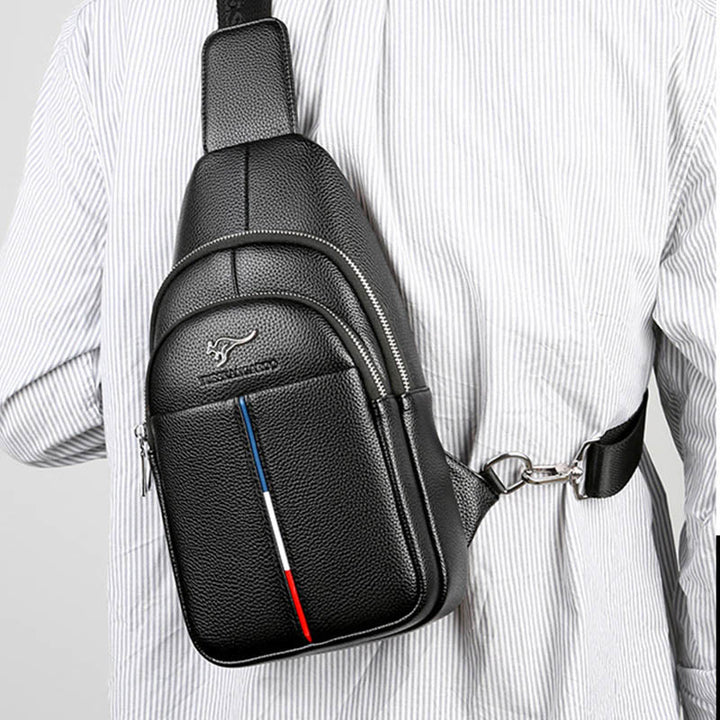 Sling Bag für Herren aus Leder, Ein-Schulter-Rucksack mit USB-Ladeanschluss