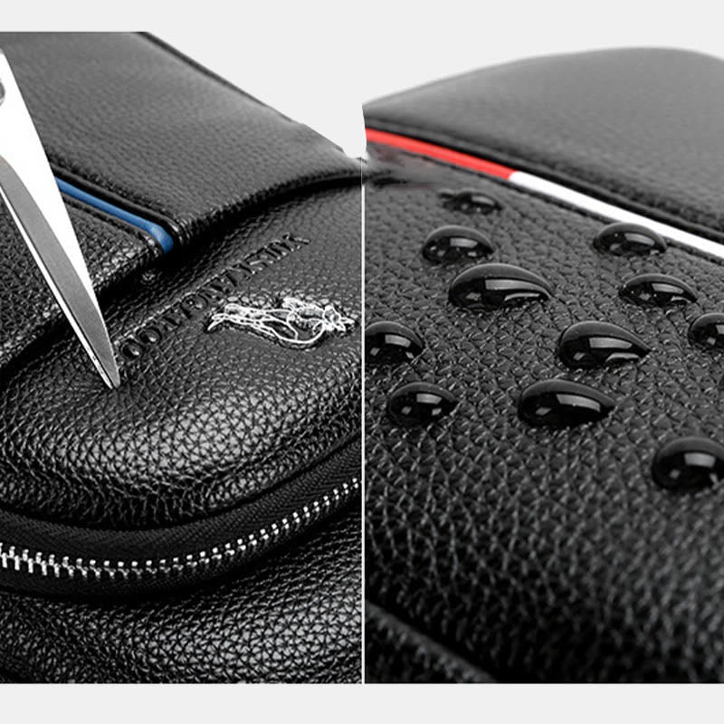 Sling Bag für Herren aus Leder, Ein-Schulter-Rucksack mit USB-Ladeanschluss