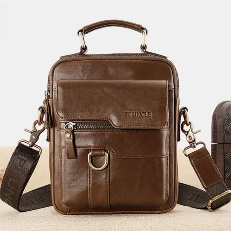 Umhängetasche aus echtem Leder, Vintage-Umhängetasche, Messenger-Handtasche für Herren