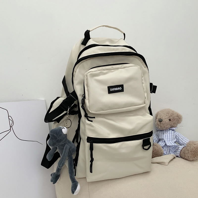 Mehrfachtaschen-Rucksack in einfarbigen Farben für Reisen und Schule für Teenager