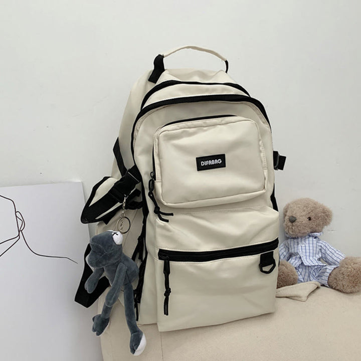 Mehrfachtaschen-Rucksack in einfarbigen Farben für Reisen und Schule für Teenager