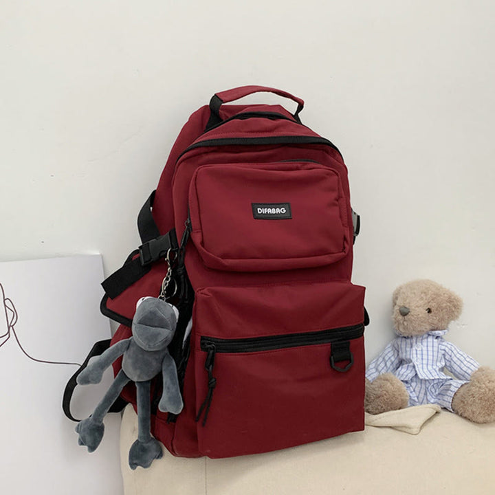 Mehrfachtaschen-Rucksack in einfarbigen Farben für Reisen und Schule für Teenager