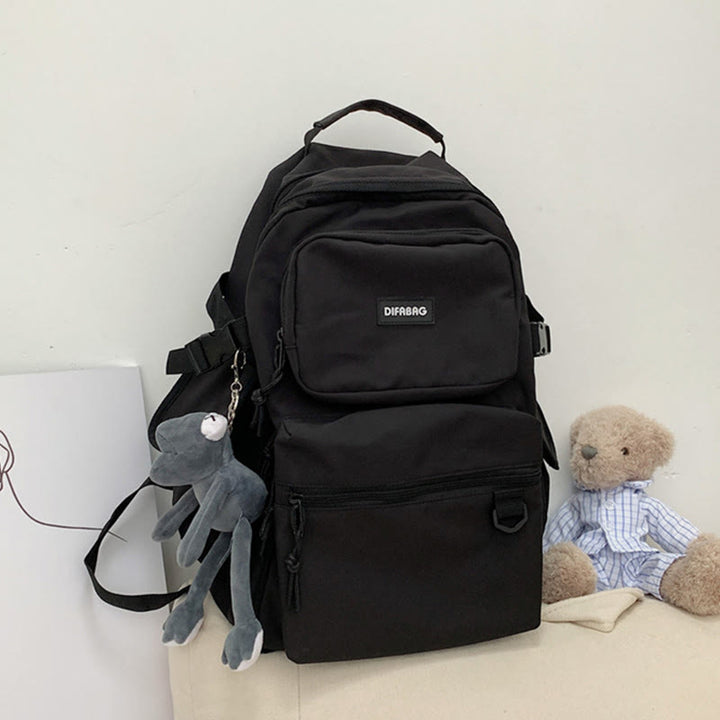 Mehrfachtaschen-Rucksack in einfarbigen Farben für Reisen und Schule für Teenager