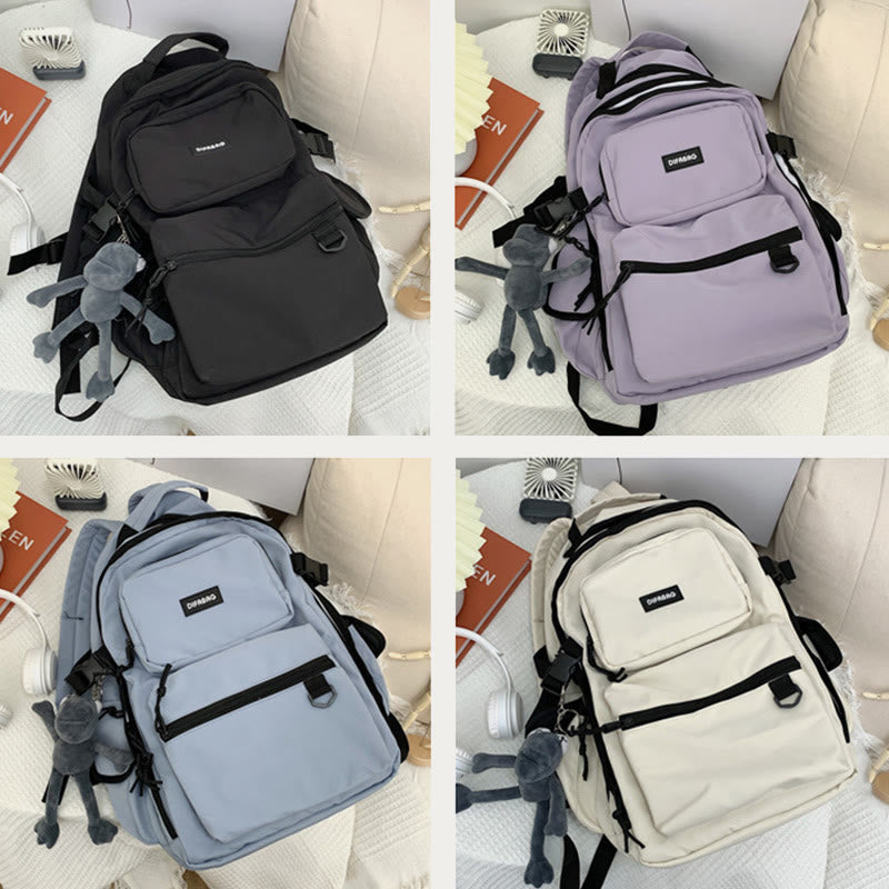 Mehrfachtaschen-Rucksack in einfarbigen Farben für Reisen und Schule für Teenager