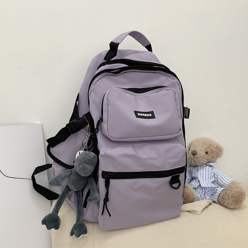 Mehrfachtaschen-Rucksack in einfarbigen Farben für Reisen und Schule für Teenager