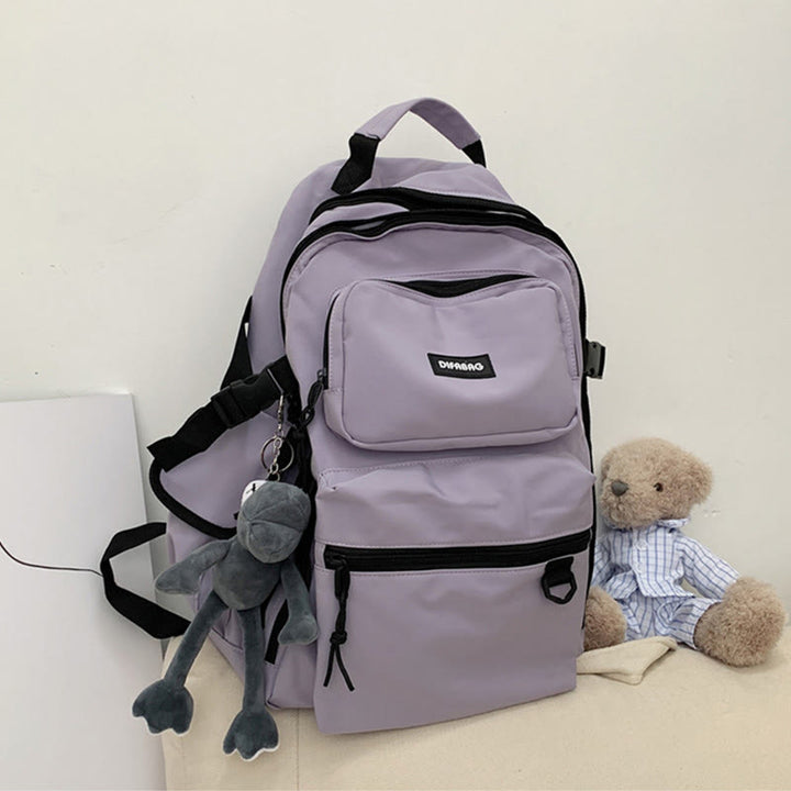 Mehrfachtaschen-Rucksack in einfarbigen Farben für Reisen und Schule für Teenager