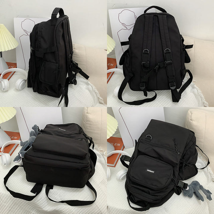 Mehrfachtaschen-Rucksack in einfarbigen Farben für Reisen und Schule für Teenager