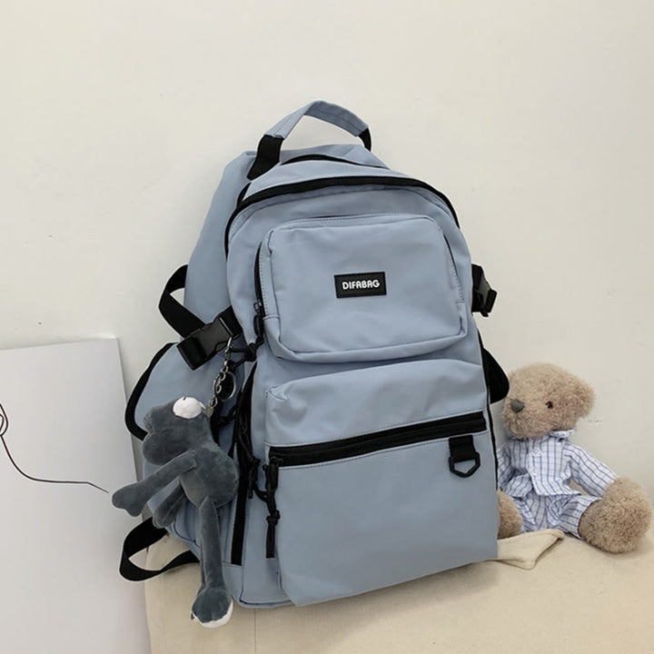 Mehrfachtaschen-Rucksack in einfarbigen Farben für Reisen und Schule für Teenager