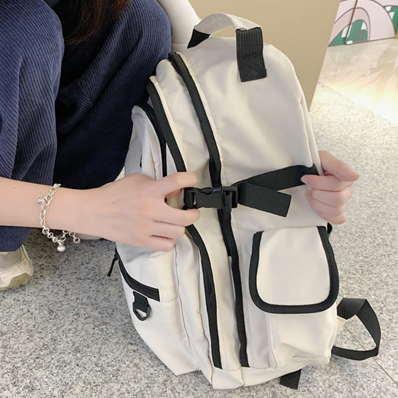 Mehrfachtaschen-Rucksack in einfarbigen Farben für Reisen und Schule für Teenager