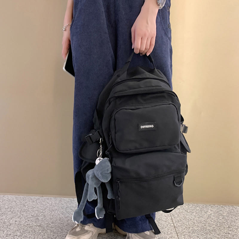 Mehrfachtaschen-Rucksack in einfarbigen Farben für Reisen und Schule für Teenager