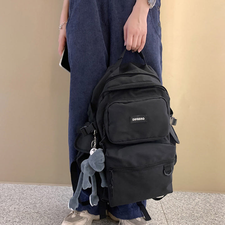 Mehrfachtaschen-Rucksack in einfarbigen Farben für Reisen und Schule für Teenager
