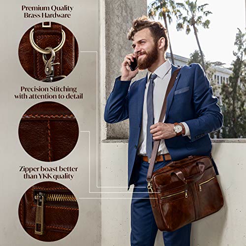 Retro-Aktentasche aus echtem Leder mit großem Fassungsvermögen