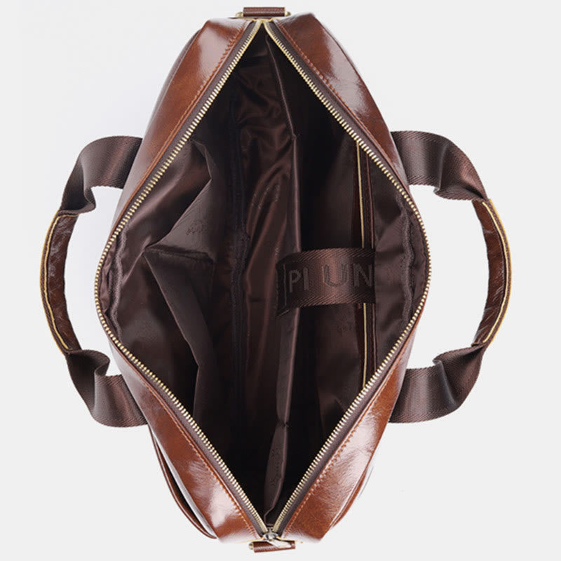 Retro-Aktentasche aus echtem Leder mit großem Fassungsvermögen