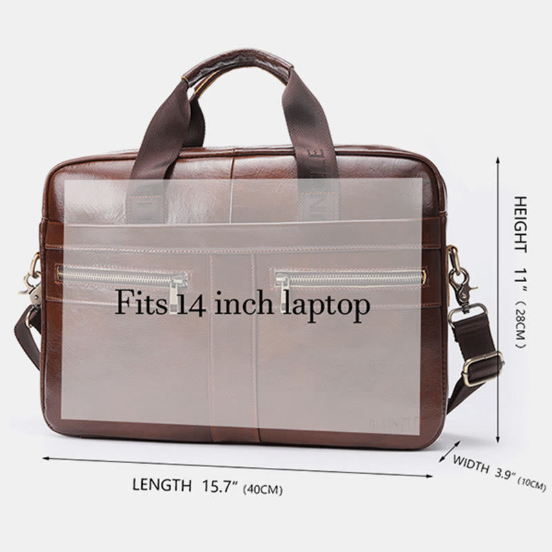 Retro-Aktentasche aus echtem Leder mit großem Fassungsvermögen