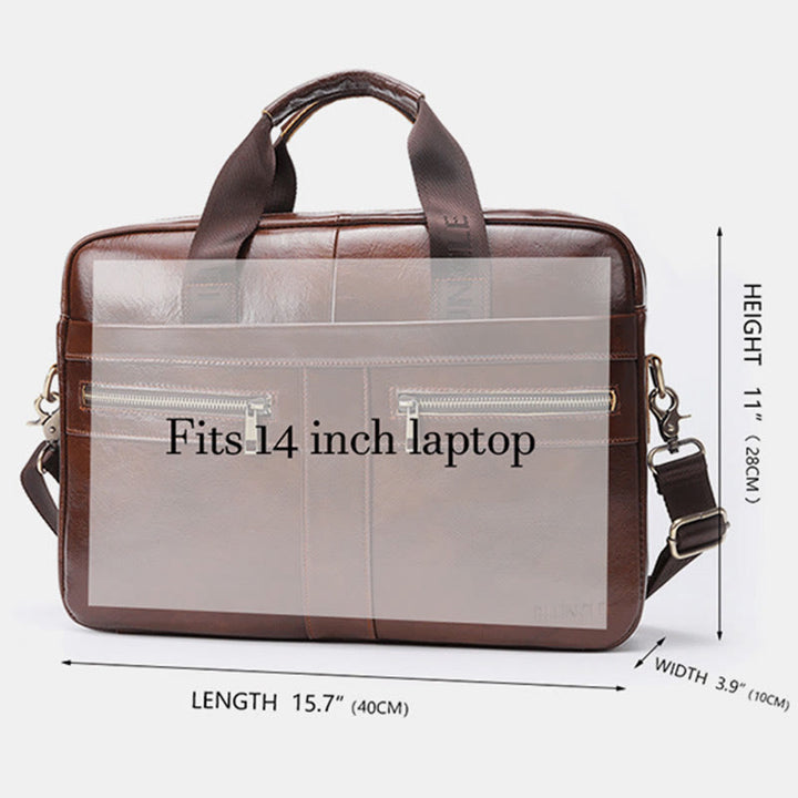 Retro-Aktentasche aus echtem Leder mit großem Fassungsvermögen