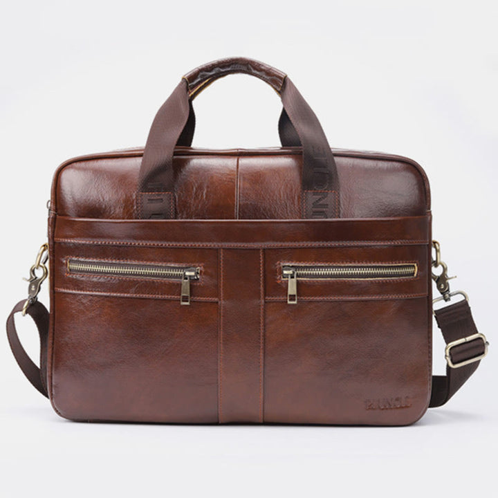 Retro-Aktentasche aus echtem Leder mit großem Fassungsvermögen